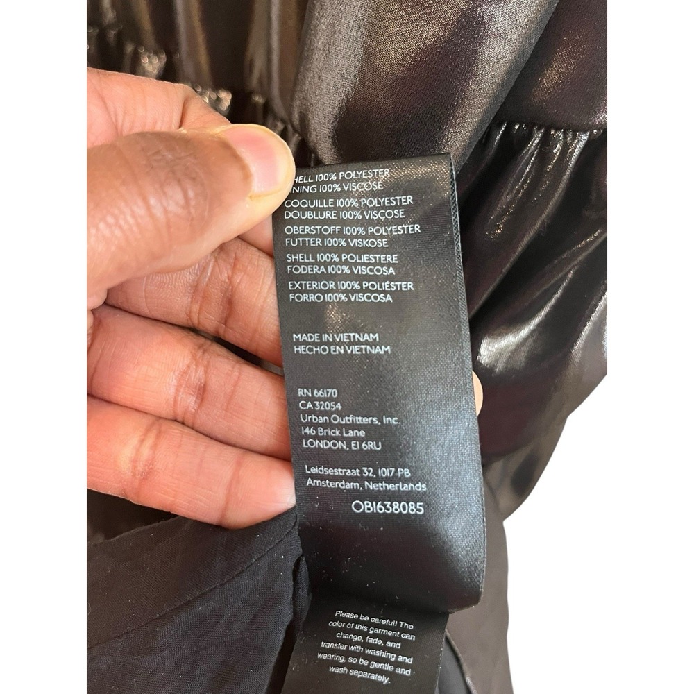 ANTHROPOLOGIE  The Somerset Maxi Dress Foil Carbon Metallic Gown Tiered, Size XS - Picture 9 of 9